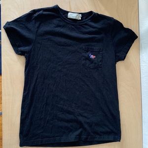 Madison Kitsune Black Tee, red / white / blue fox